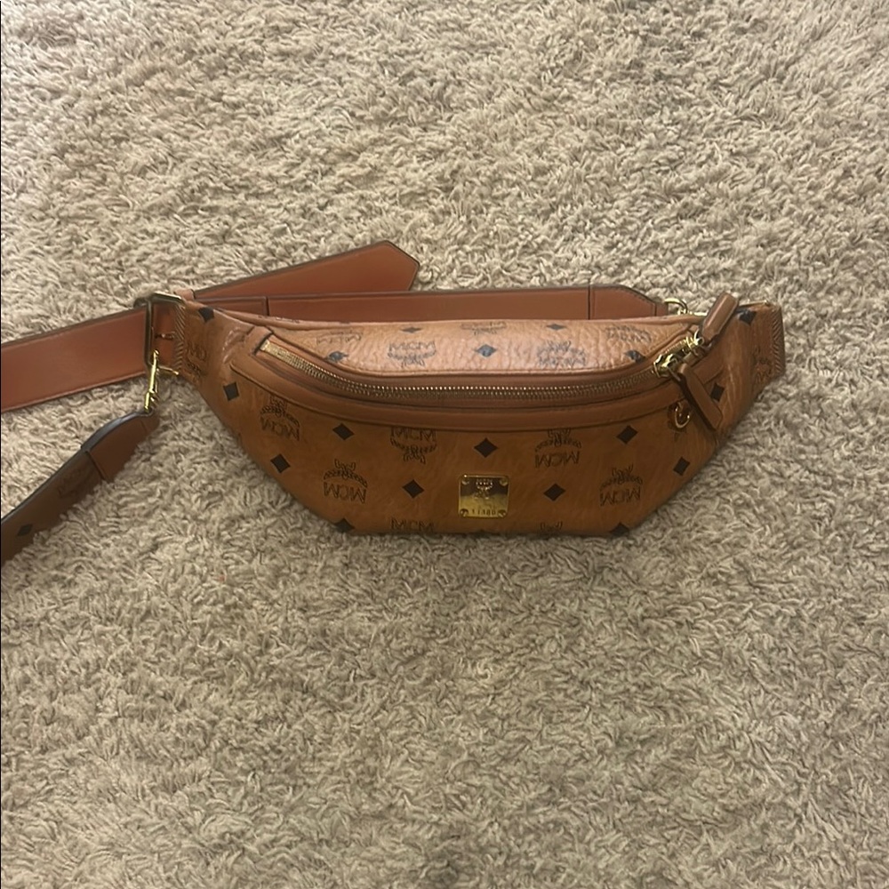 MCM Brown Logo Belt Bag